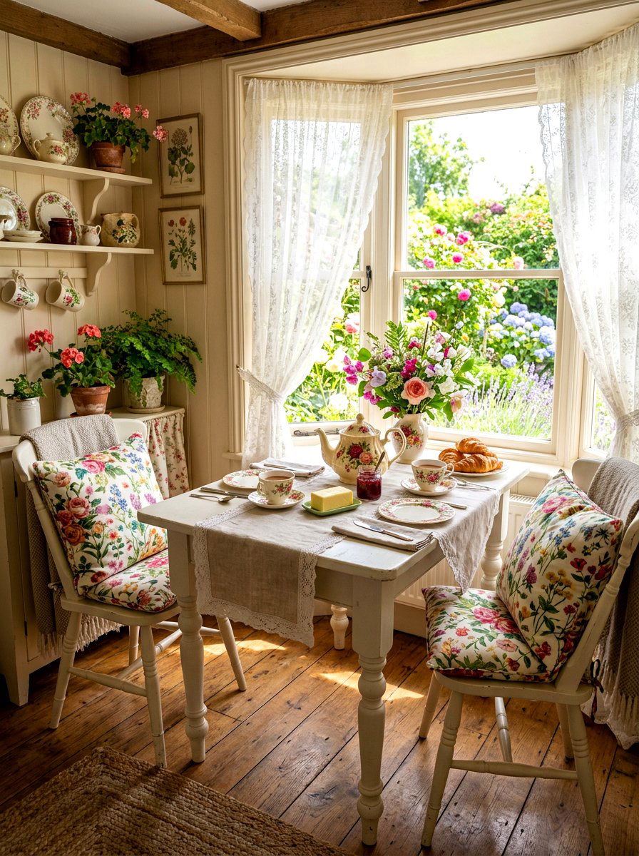 Cottagecore breakfast nook - 30 corner breakfast nook ideas