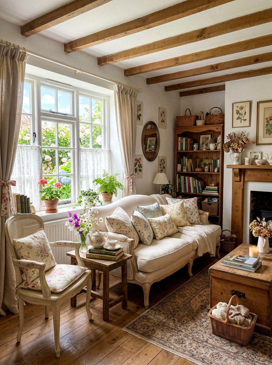Cottagecore bright living room - 30 sun washed living room ideas