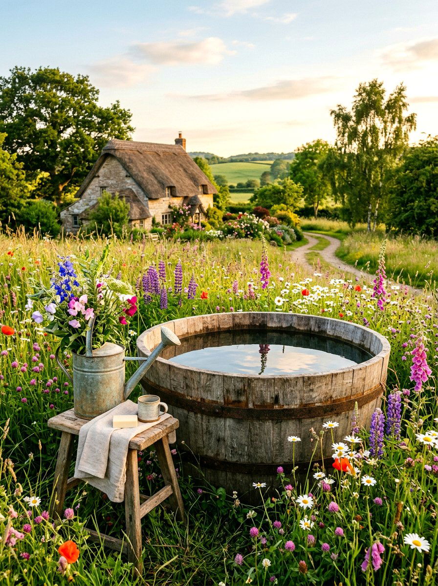 Cottagecore cold plunge - 30 cold plunge backyard retreat ideas
