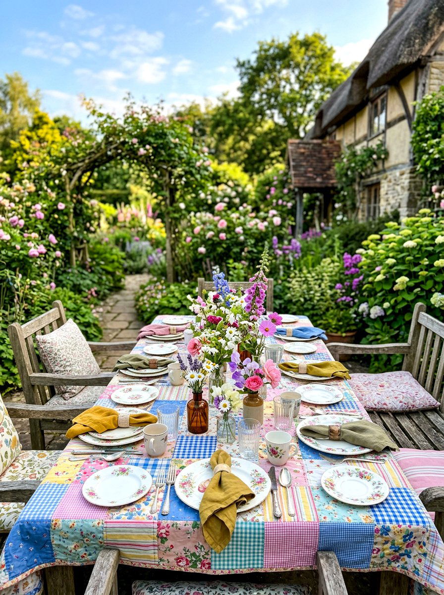Cottagecore garden party table - 30 vintage tablescape ideas