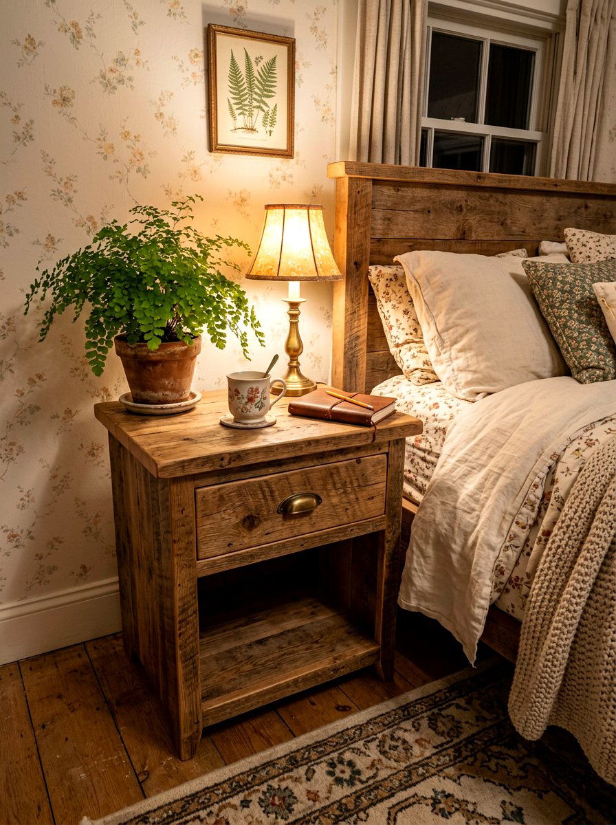 Cottagecore nightstand - 30 fairycore bedroom ideas