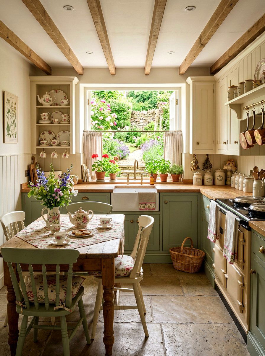 Cottagecore sage and cream kitchen - 30 cream and sage kitchen ideas