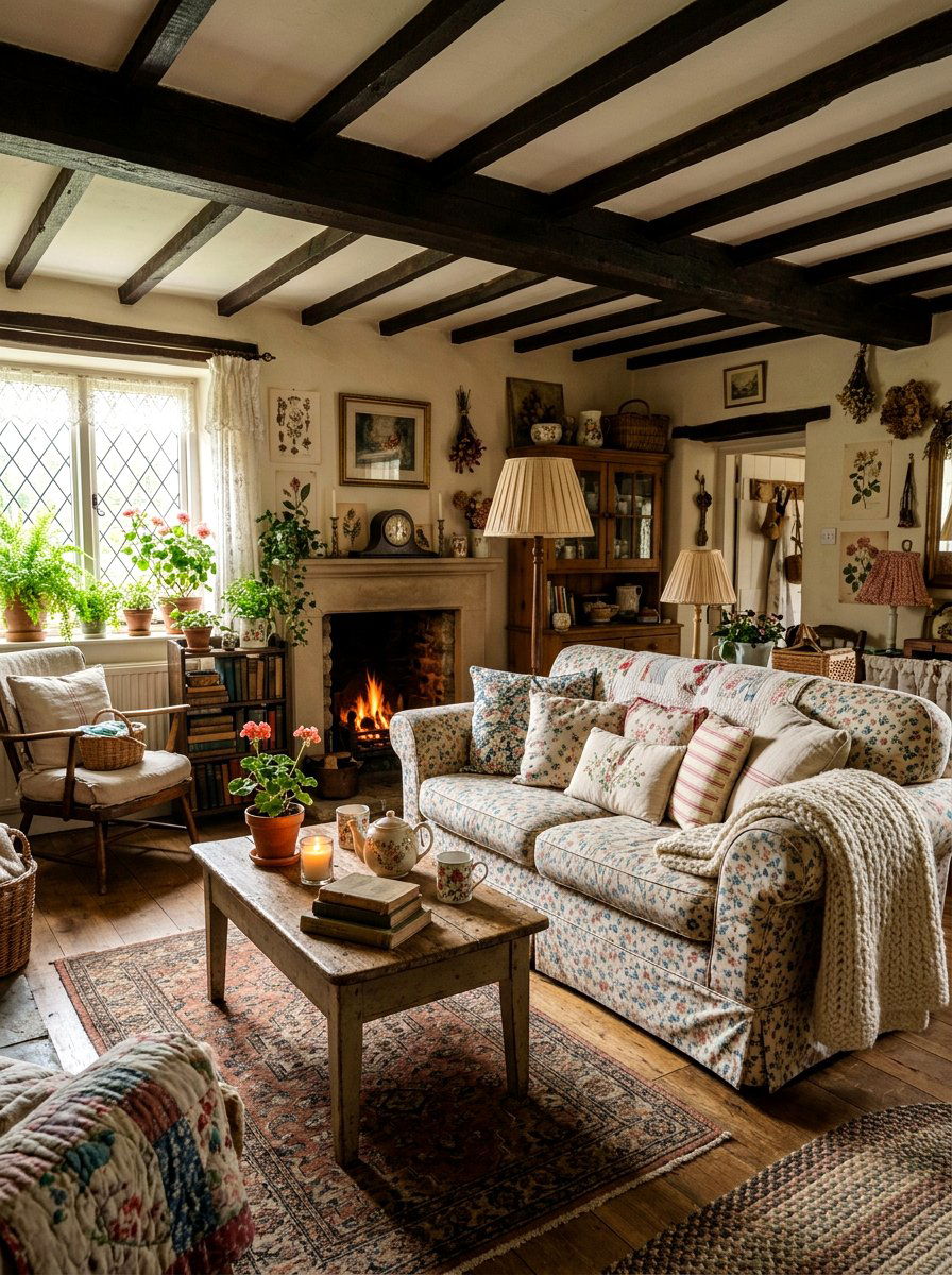 Cottagecore skirted sofa - 30 skirted sofa ideas