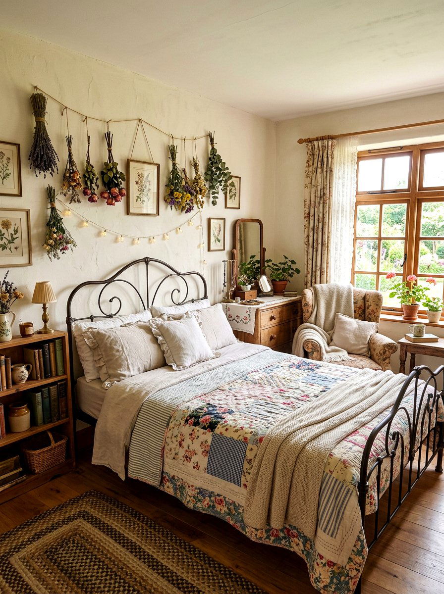 Cottagecore style bedroom - 30 romantic cottage bedroom ideas