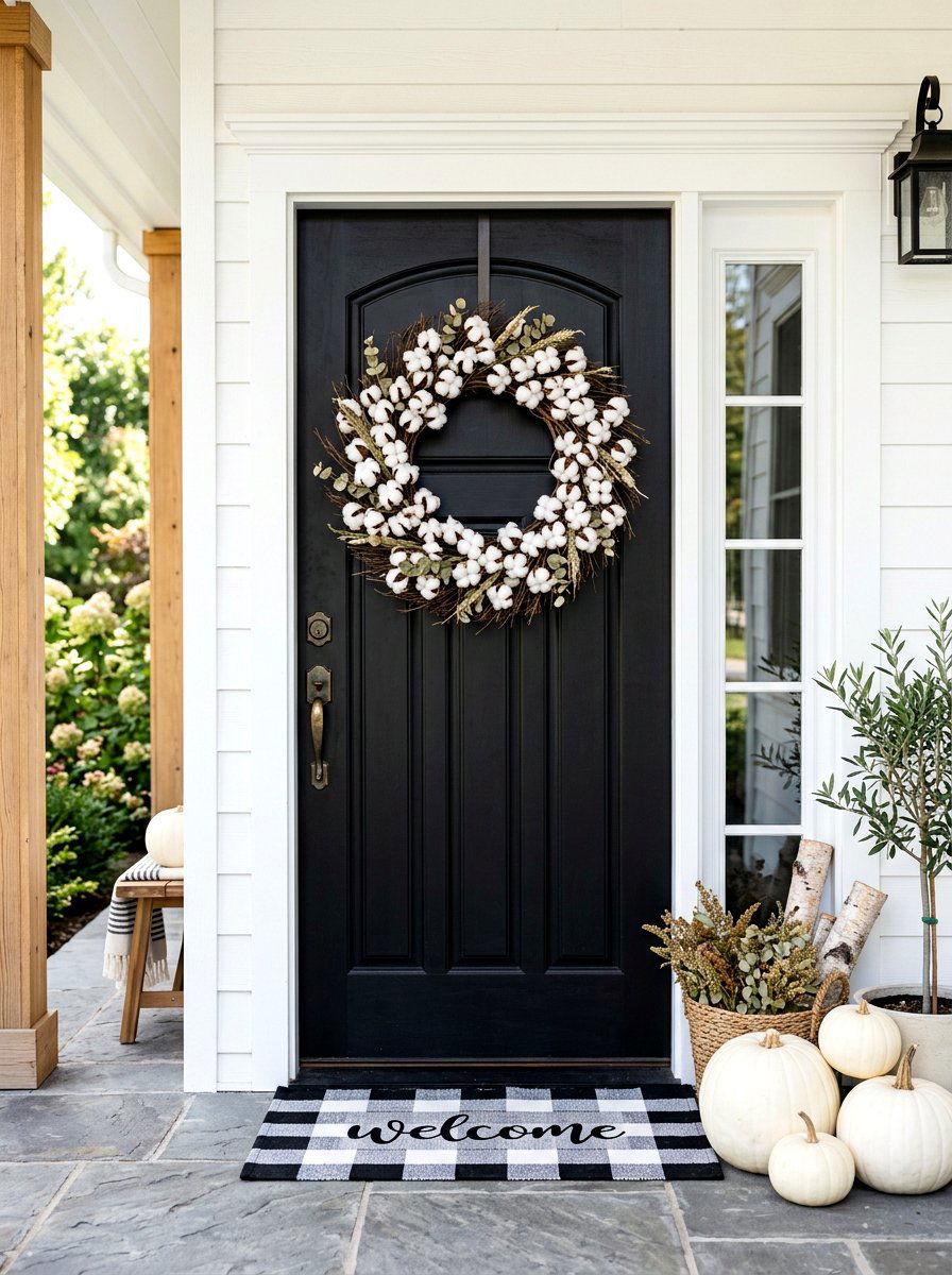 Cotton Boll Wreath - 30 winter wreath ideas