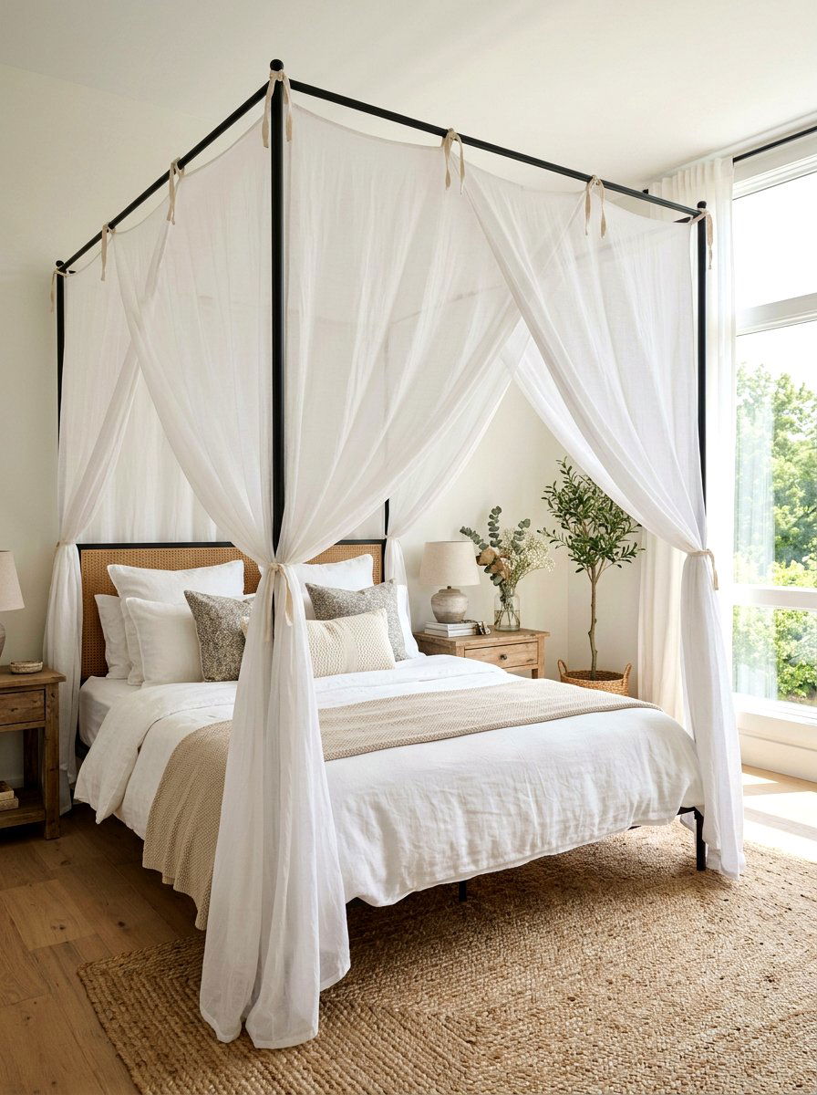 Cotton Canopy Bed - 30 sleep sanctuary bedroom ideas