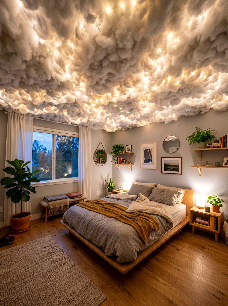 Cotton Cloud Ceiling - 30 cloud inspired bedroom ideas