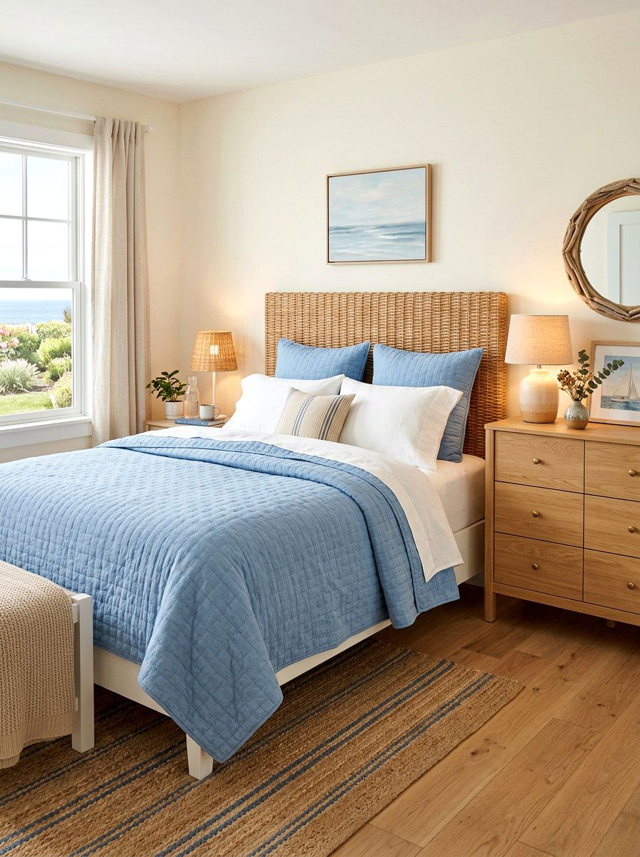Cotton Quilt - 30 coastal grandmother bedroom ideas