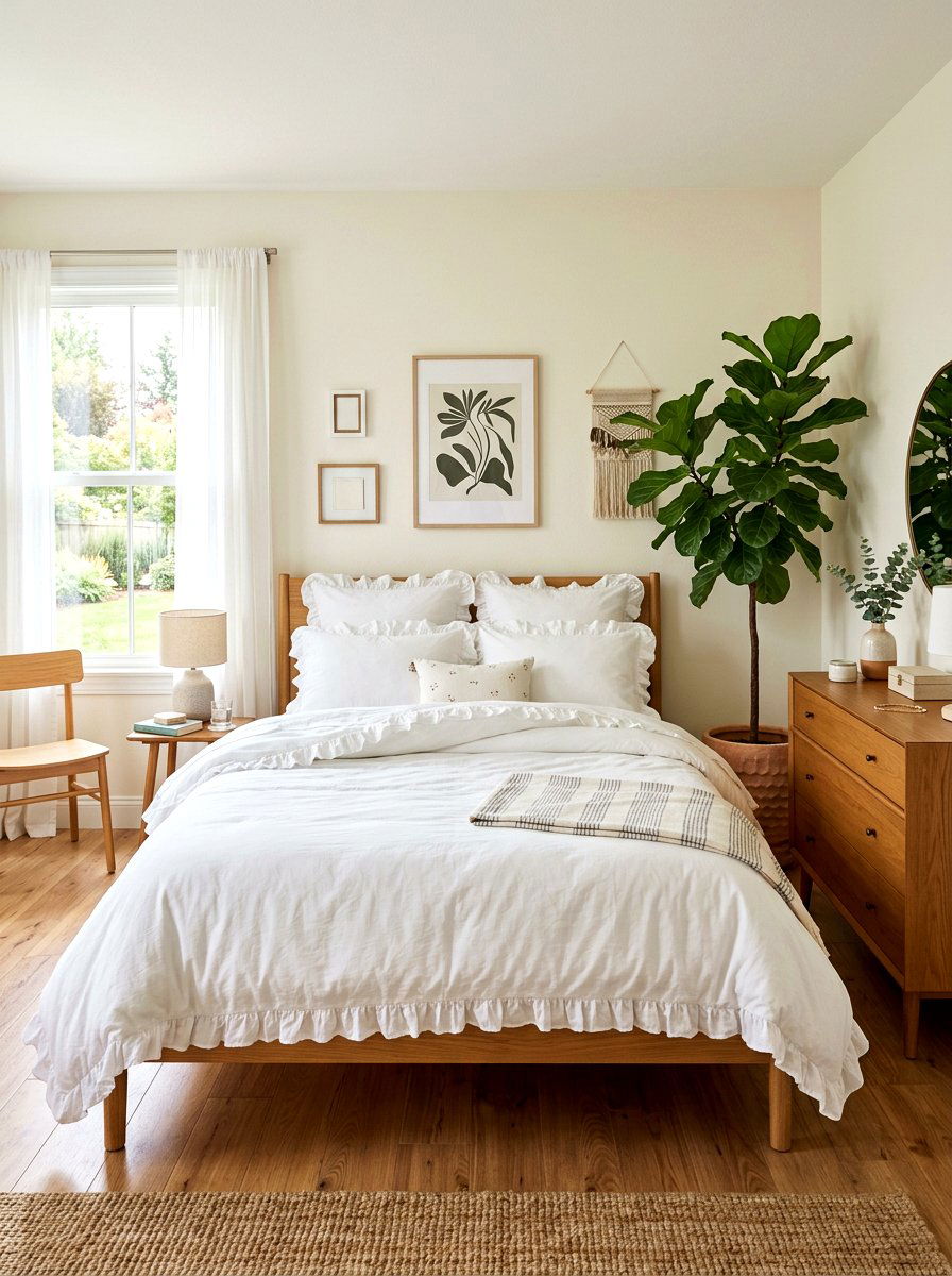 Cotton Ruffled Duvet - 30 ruffled bedding bedroom ideas