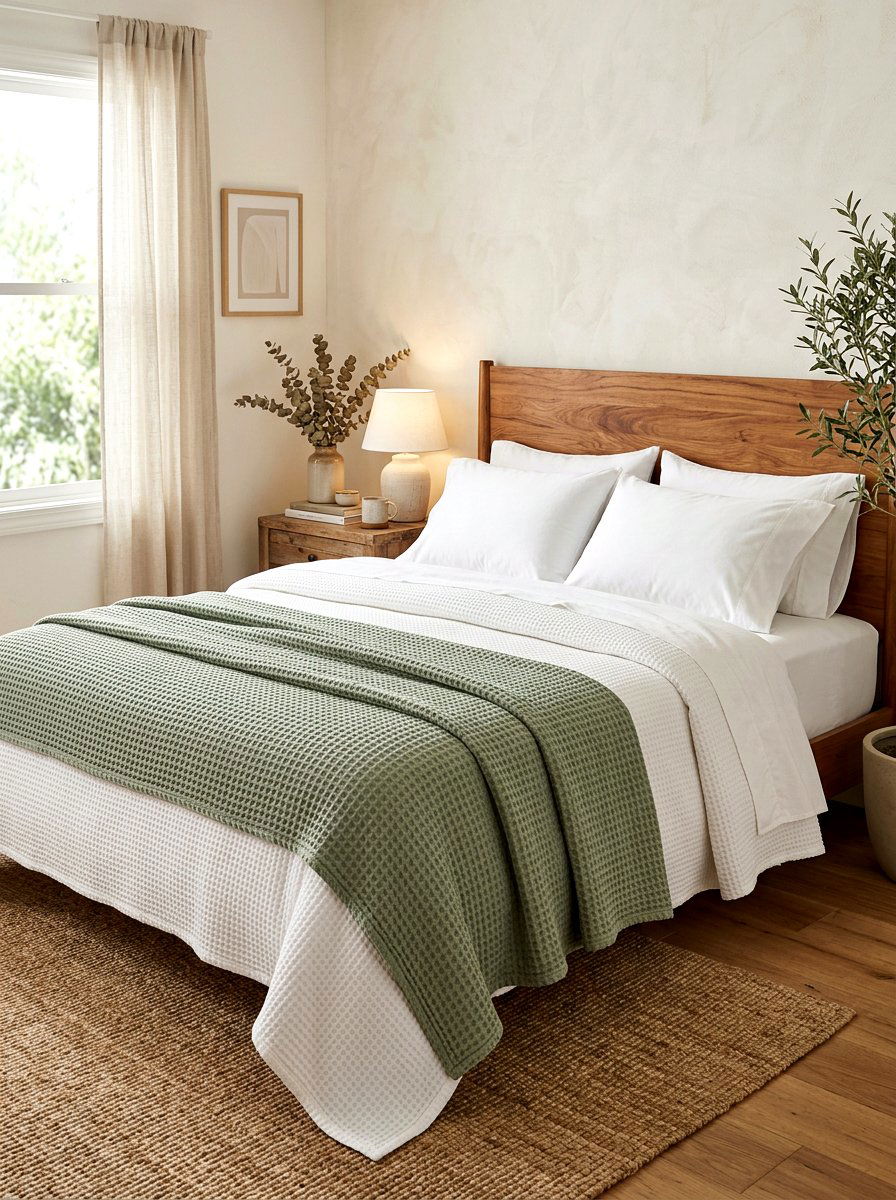 Cotton Waffle Blankets - 30 low stimulation bedroom ideas