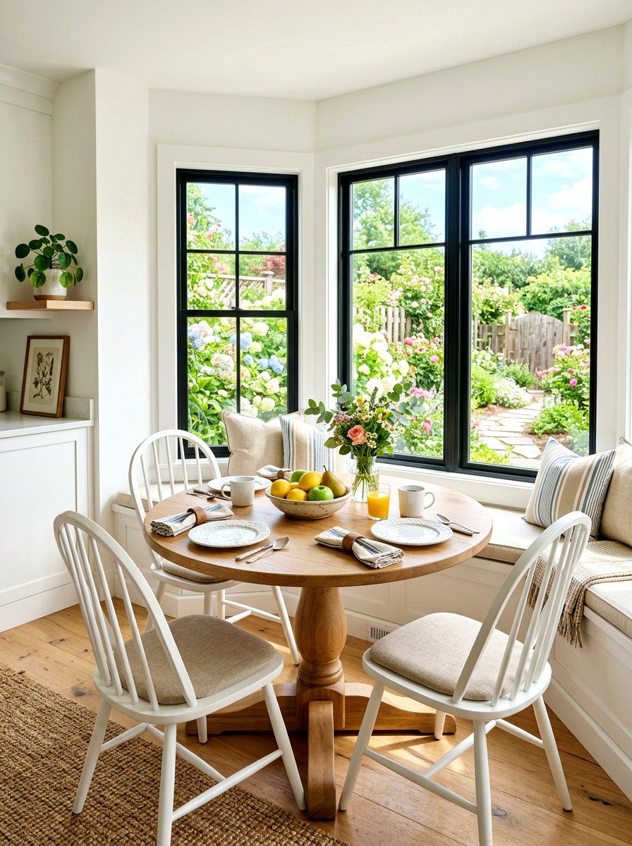 Cotton White Breakfast Nook - 30 warm neutral paint ideas