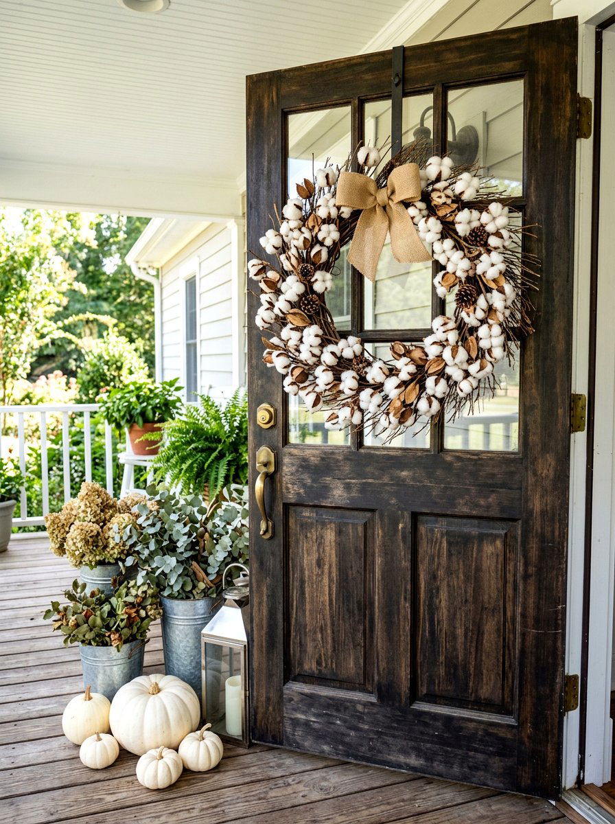 Cotton boll wreath - 30 fall wreath ideas