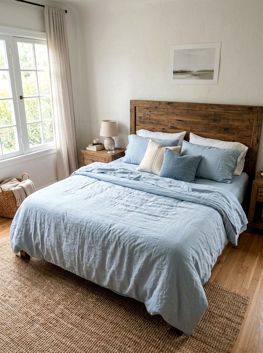 Cotton linen bedding - 30 calm sensory bedroom decor ideas