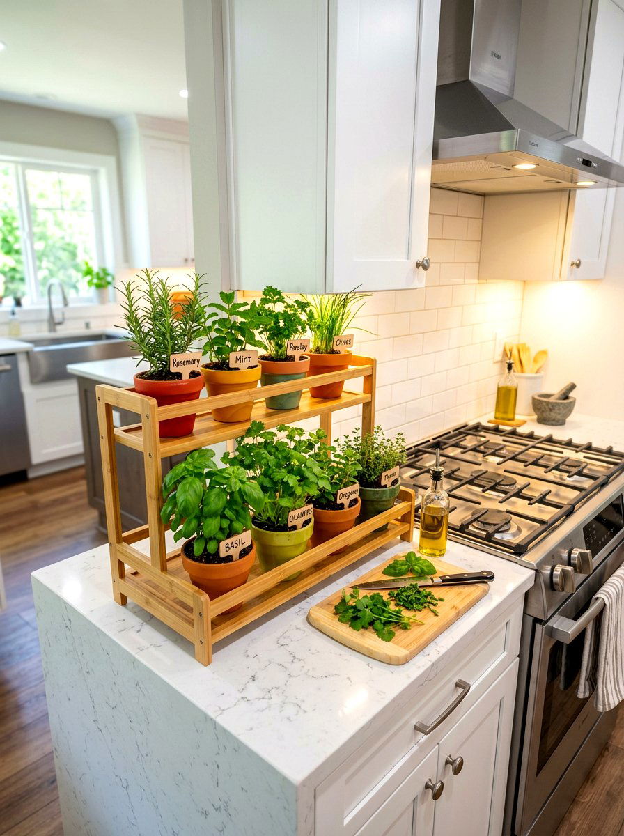Countertop Herb Garden Tiered Shelf - 30 herb garden shelf ideas