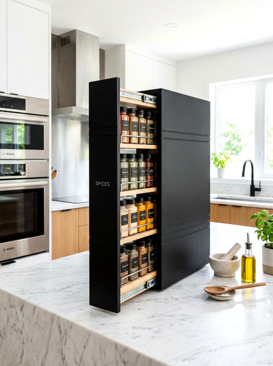 Countertop Sliding Spice Tower - 30 pull out spice rack ideas