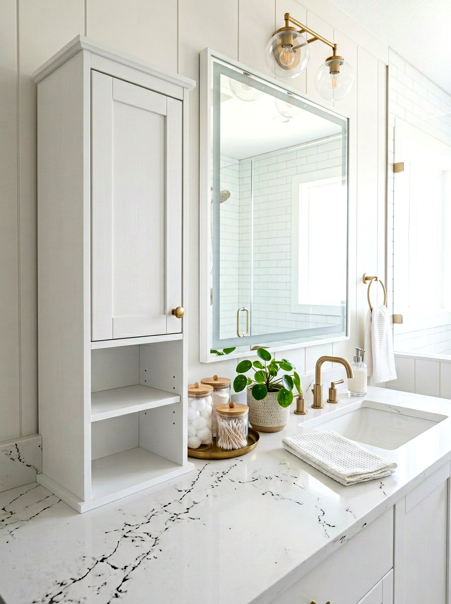 Countertop Storage Cabinet - 30 vanity tower storage ideas
