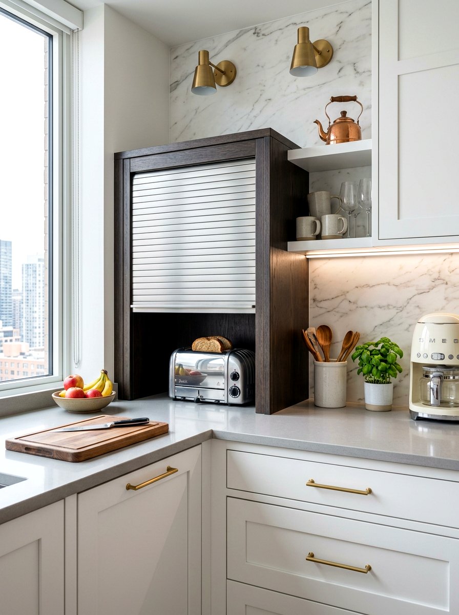 Countertop Tambour Door Cabinet - 30 cabinet appliance storage ideas