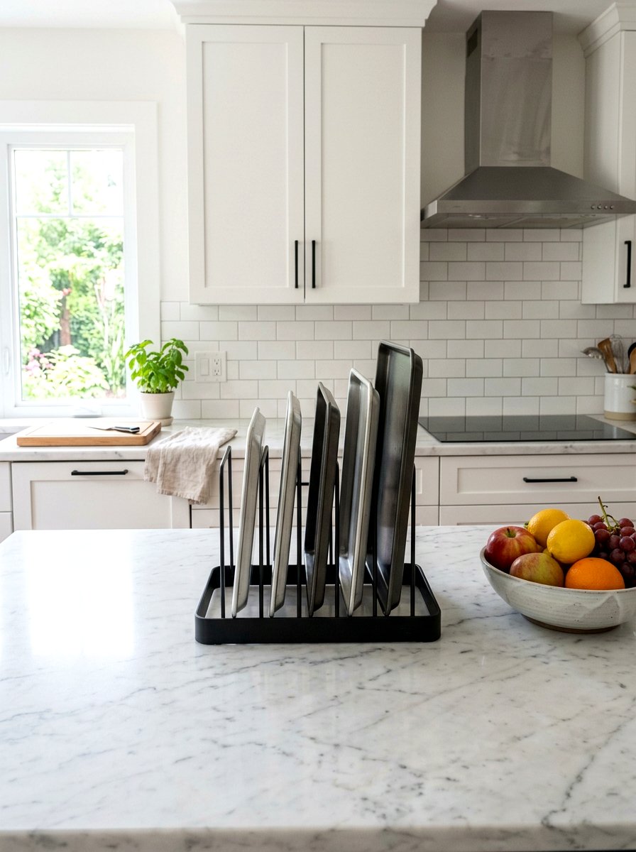 Countertop Tray Stand - 30 baking sheet storage ideas