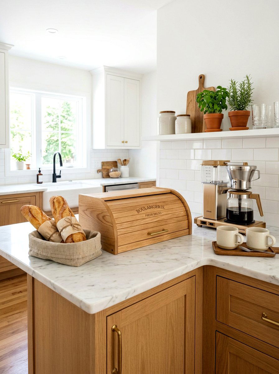 Countertop Wooden Bread Box - 30 Paris cafe kitchen ideas