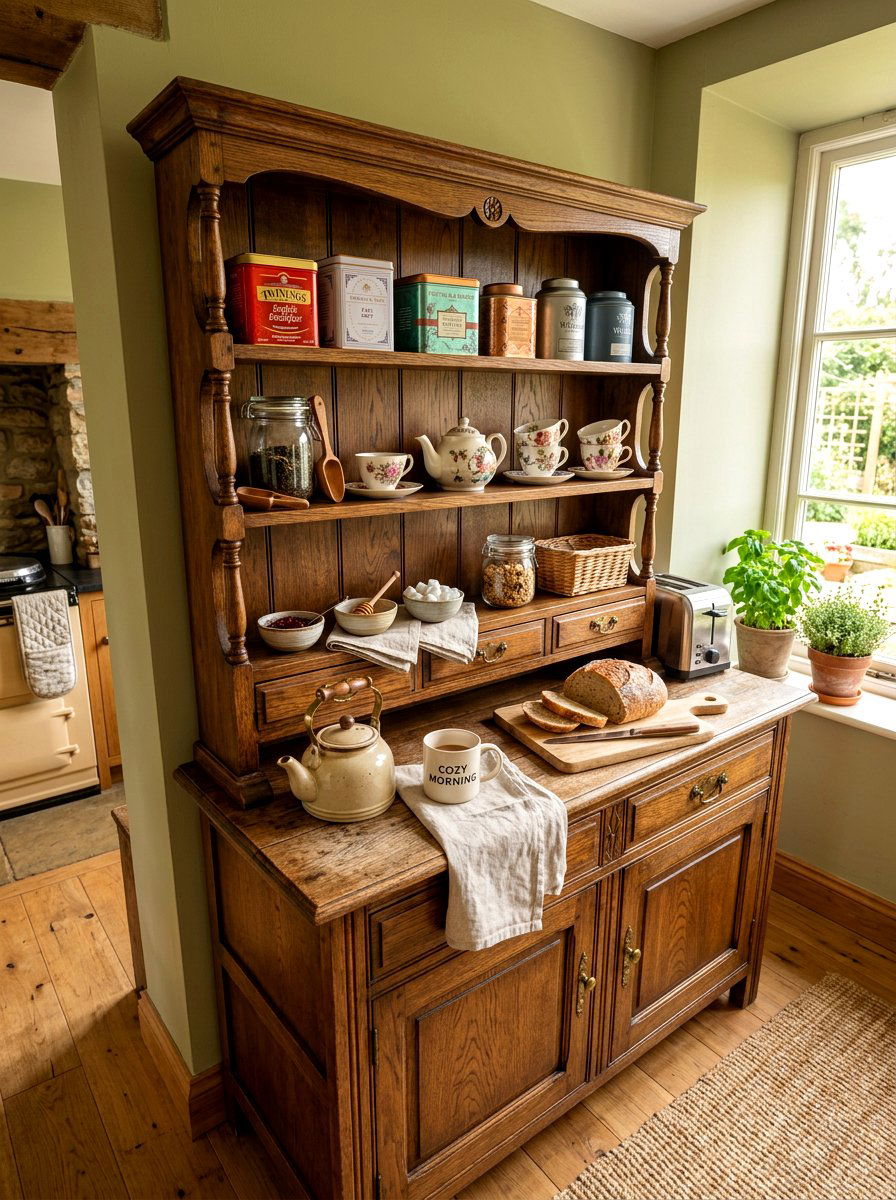 Countertop Wooden Hutch Shelf - 30 heritage kitchen shelf ideas