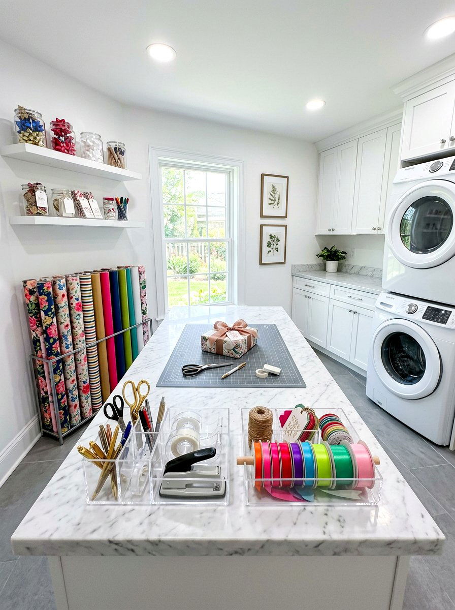 Countertop gift wrap station - 30 gift wrapping station ideas