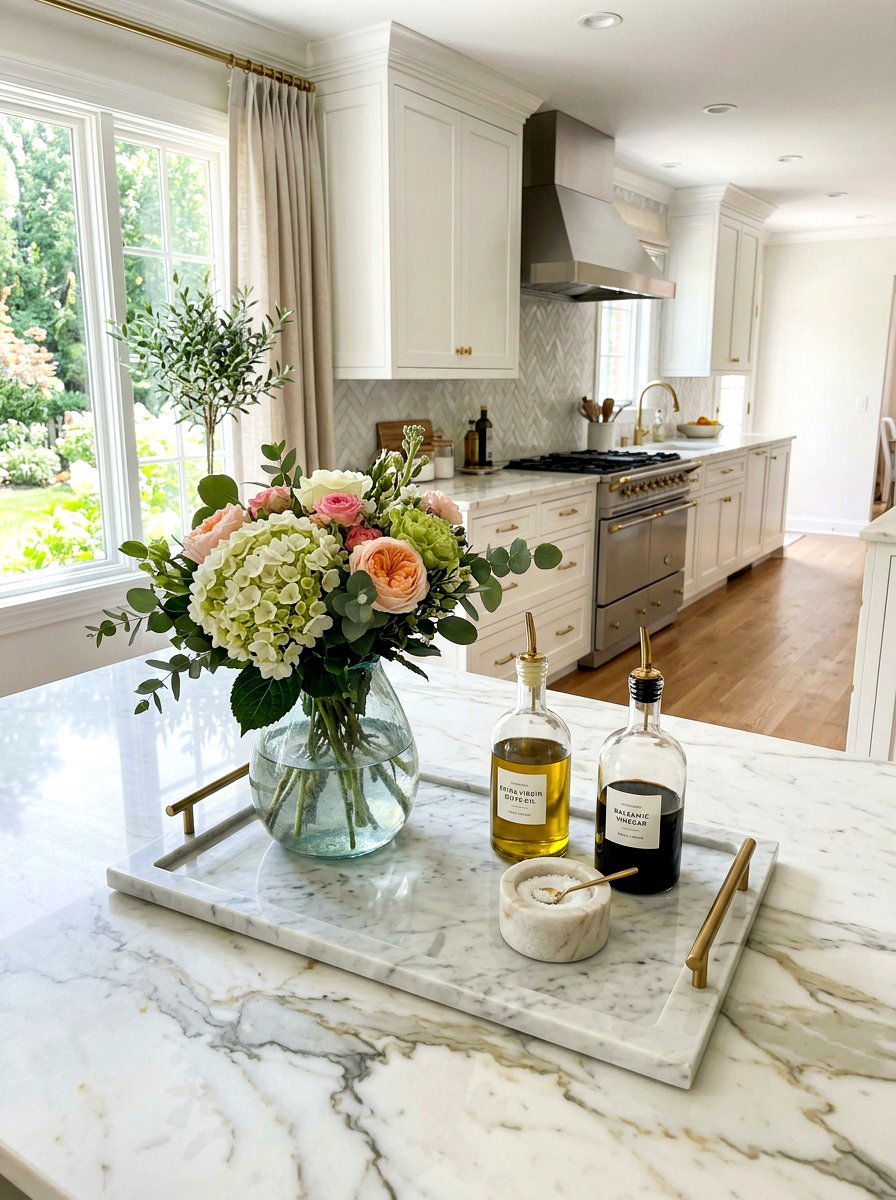 Countertop vignette tray - 30 rental kitchen ideas