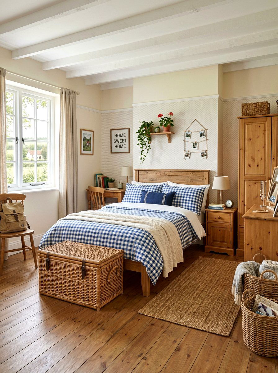 Country Gingham Teen Bedroom - 30 girl teen room vintage ideas