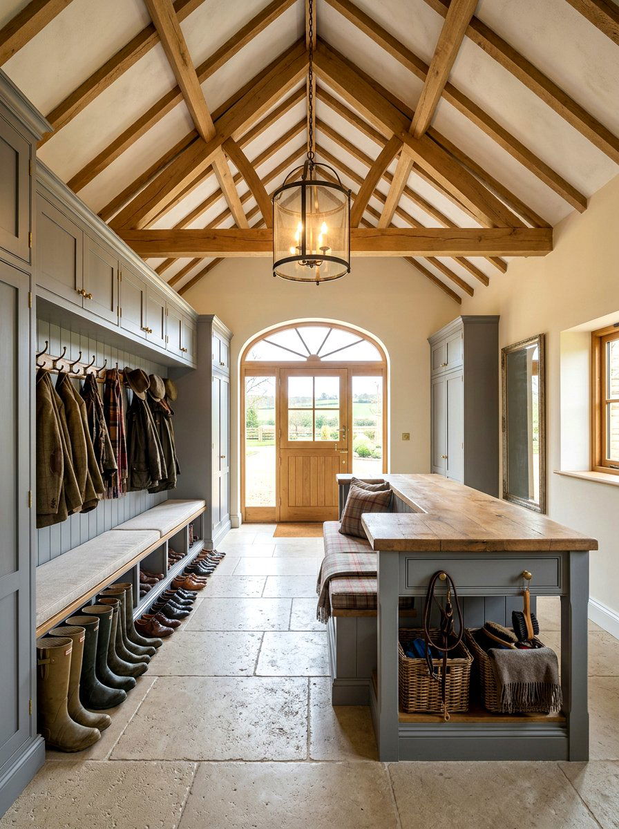 Country Manor Mudroom - 30 English mudroom ideas