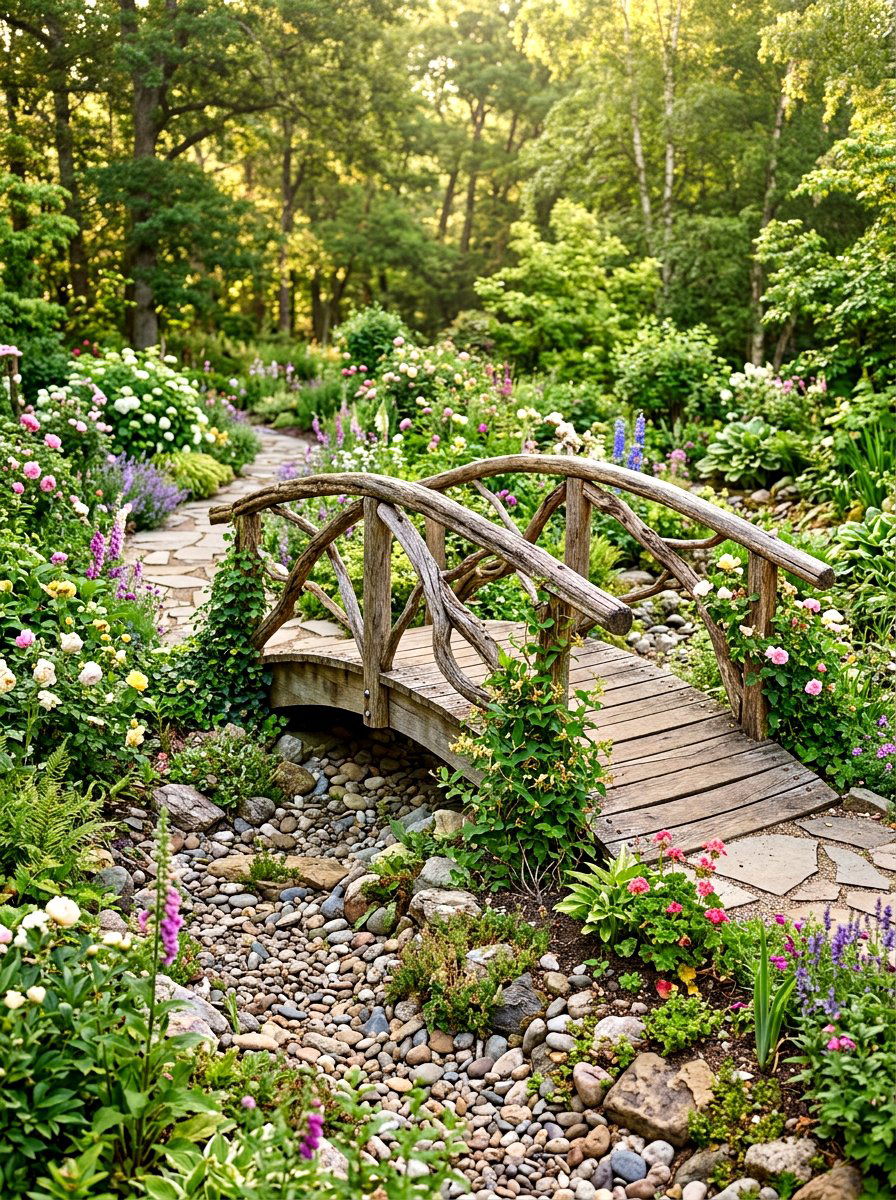 Country garden bridge - 30 rustic garden ideas