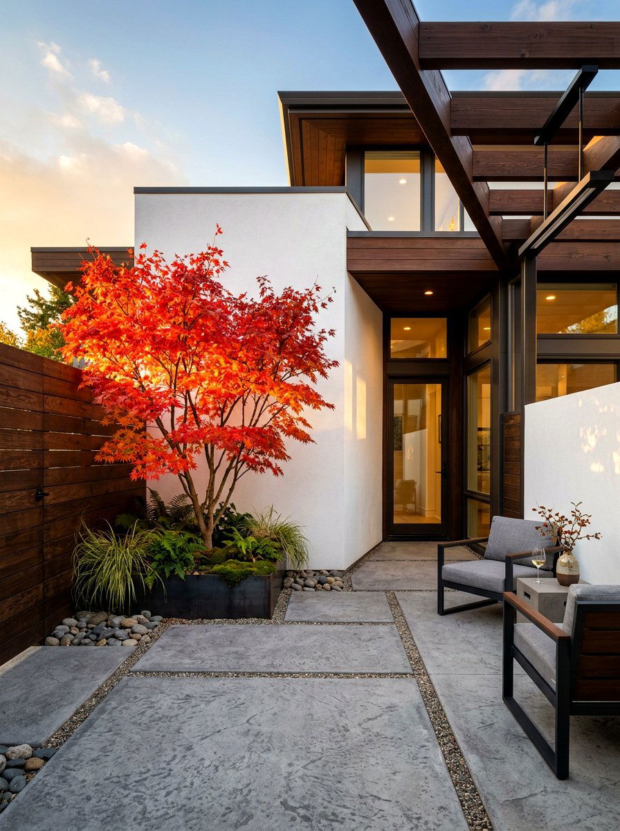 Courtyard Corner Japanese Maple - 30 Japanese maple garden ideas