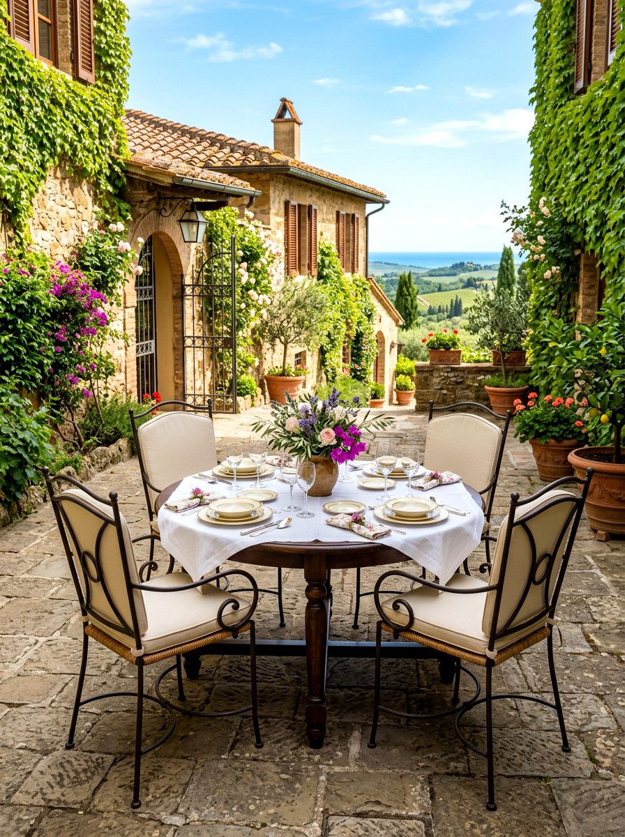 Courtyard Dining Arrangement - 30 outdoor furniture arrangement ideas