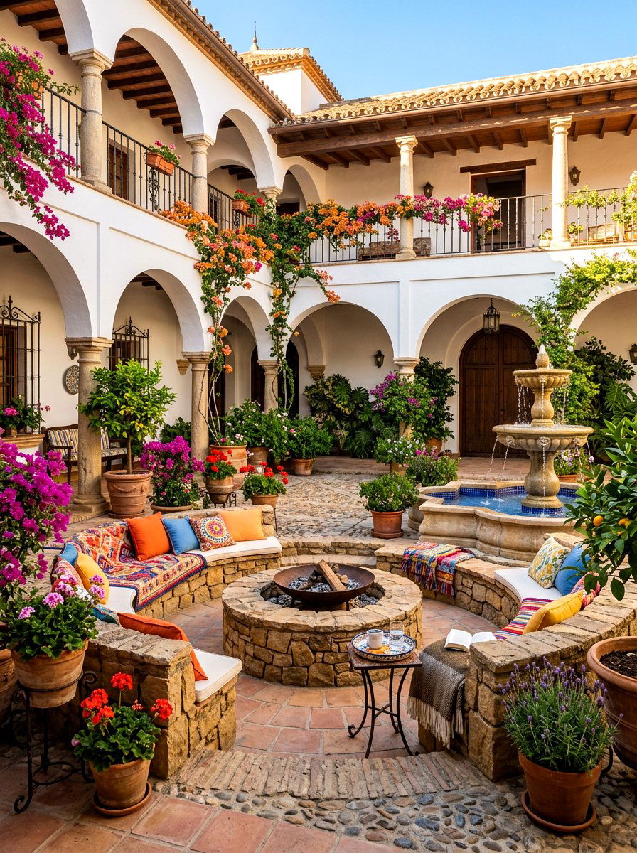 Courtyard Focal Point Seating - 30 backyard conversation pit ideas