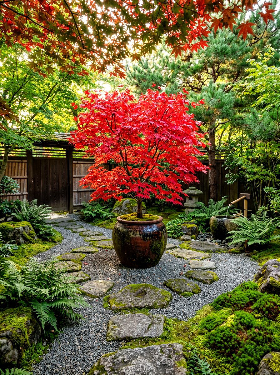 Courtyard Japanese Maple - 30 shady courtyard garden ideas