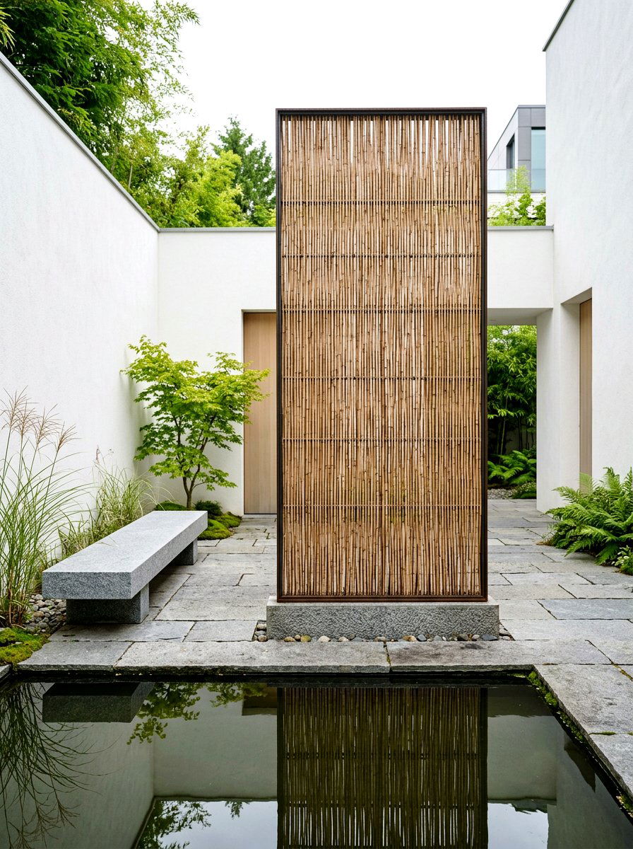 Courtyard Minimalist Screen - 30 reed fence ideas