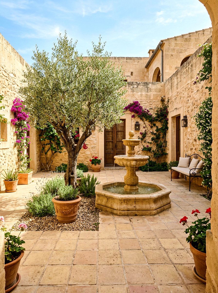 Courtyard Sand Toned Patio - 30 sand toned patio ideas