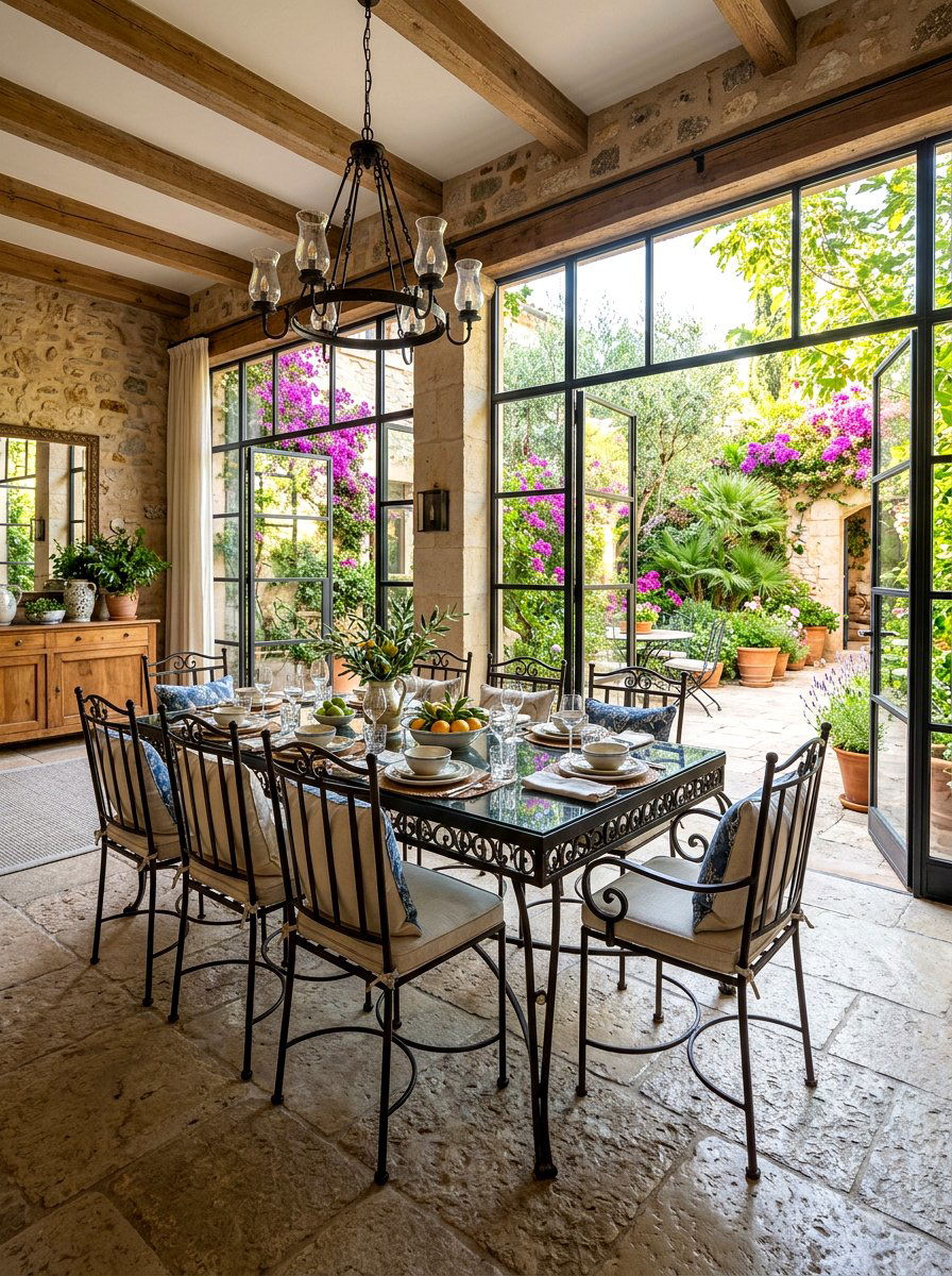 Courtyard View Dining Room - 30 Tuscan supper room ideas