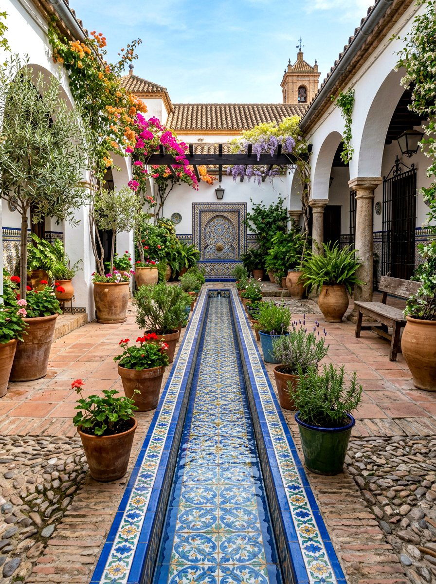 Courtyard Water Channel - 30 stream garden ideas