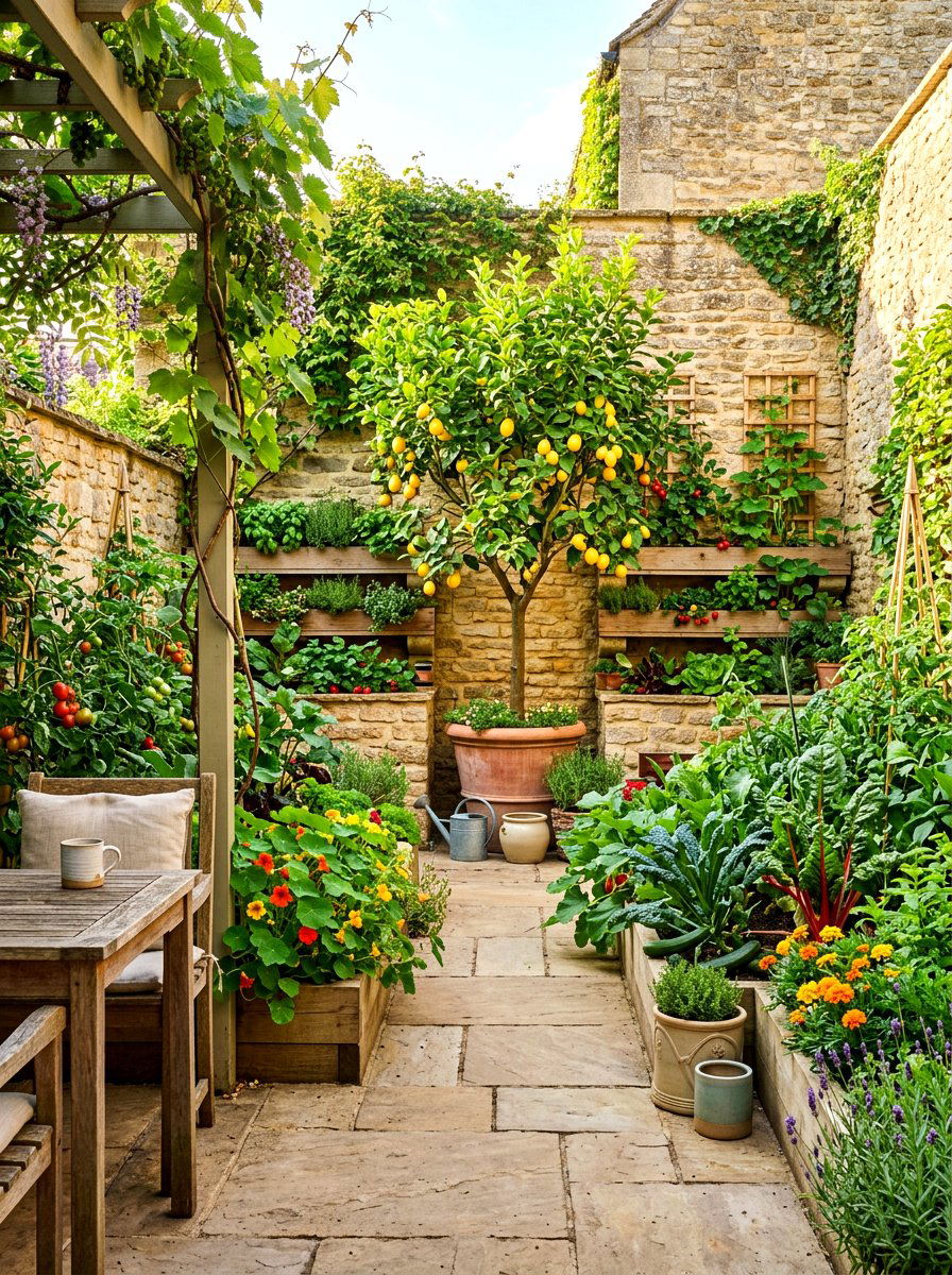 Courtyard edible garden - 30 kitchen garden backyard ideas