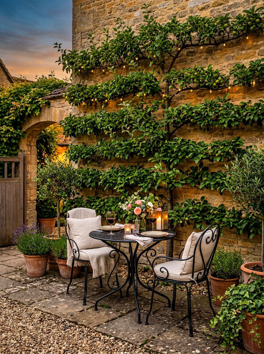 Courtyard wall espalier - 30 espalier wall garden ideas