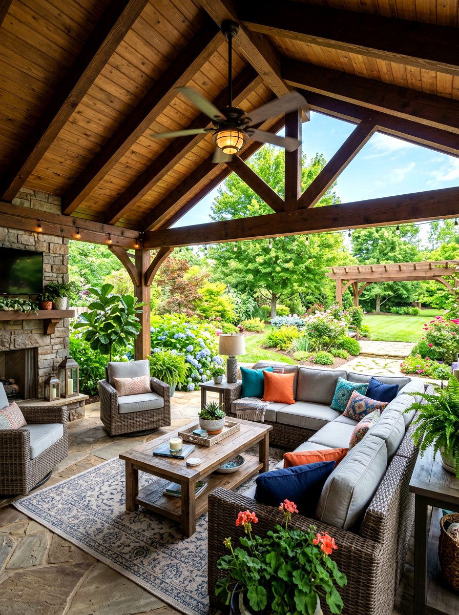 Covered Backyard Living - 30 backyard decorating ideas