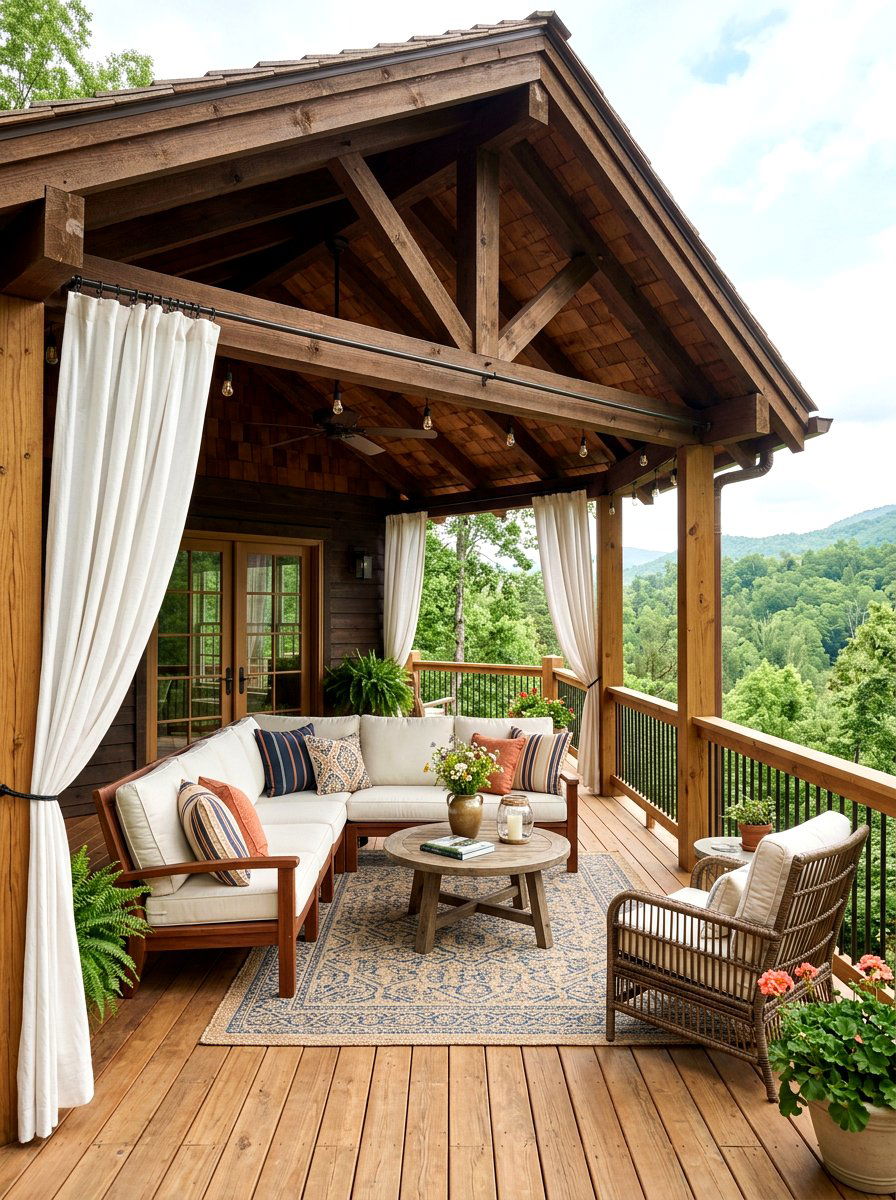 Covered Cabin Porch - 30 cabin front porch ideas
