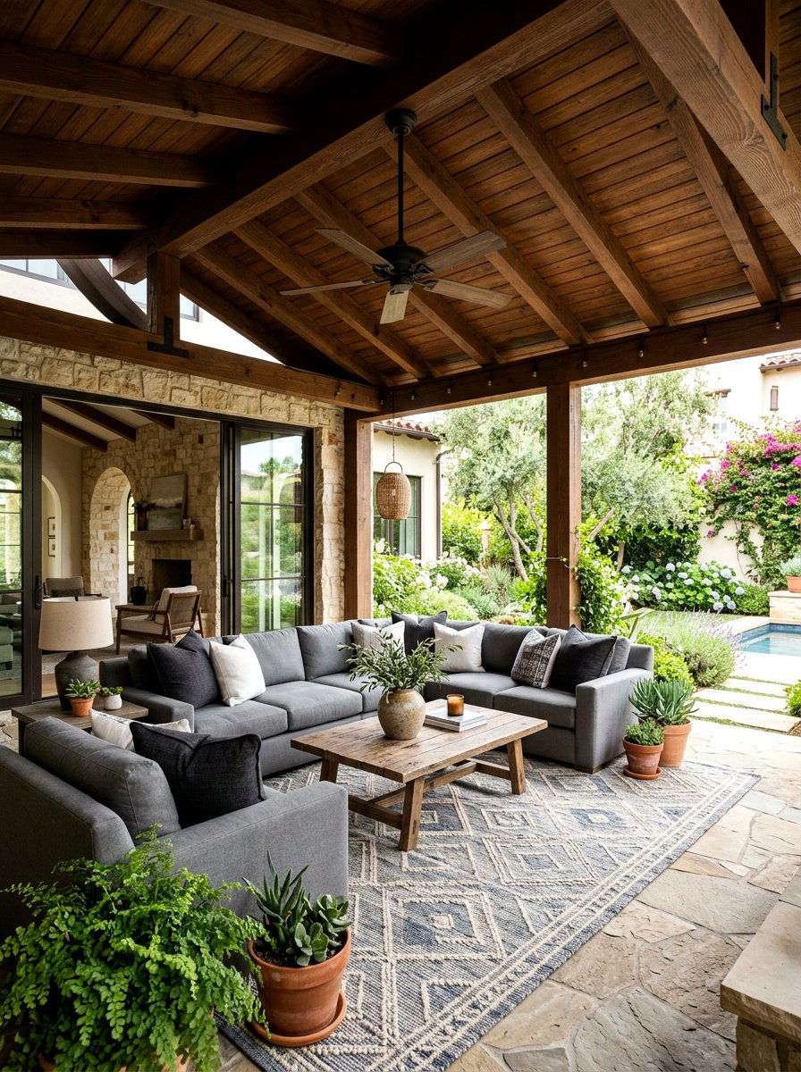 Covered Courtyard Seating - 30 courtyard conversation area ideas