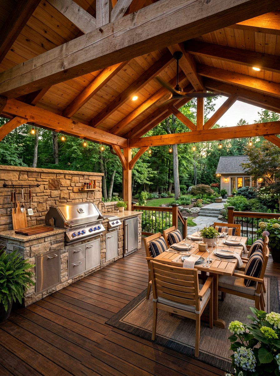 Covered Deck Grill Area - 30 bbq area ideas