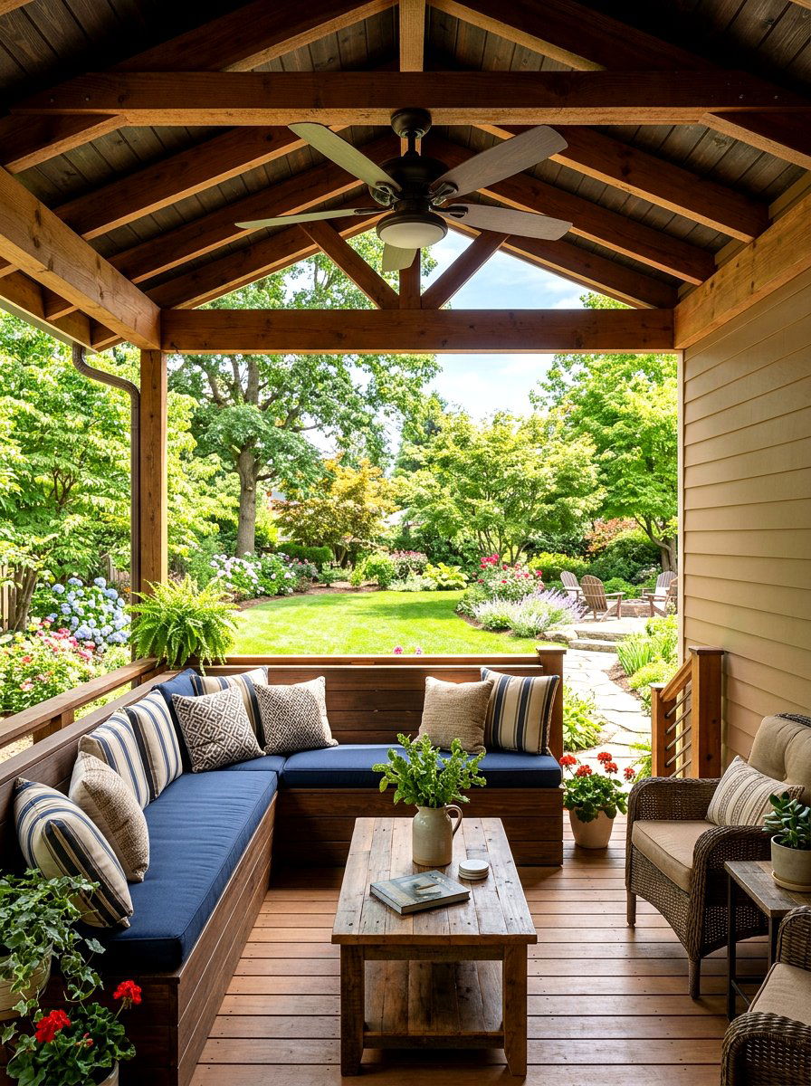 Covered Deck Seating Area - 30 deck built in seating ideas
