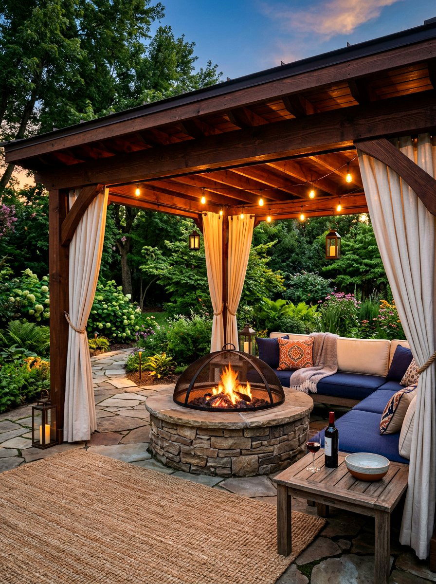Covered Fire Pit - 30 cozy fire pit ideas