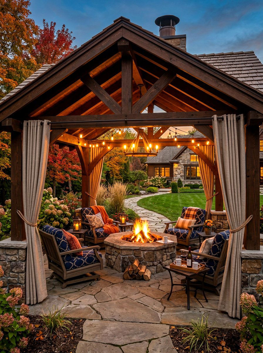 Covered Fire Pit - 30 fire pit corner ideas
