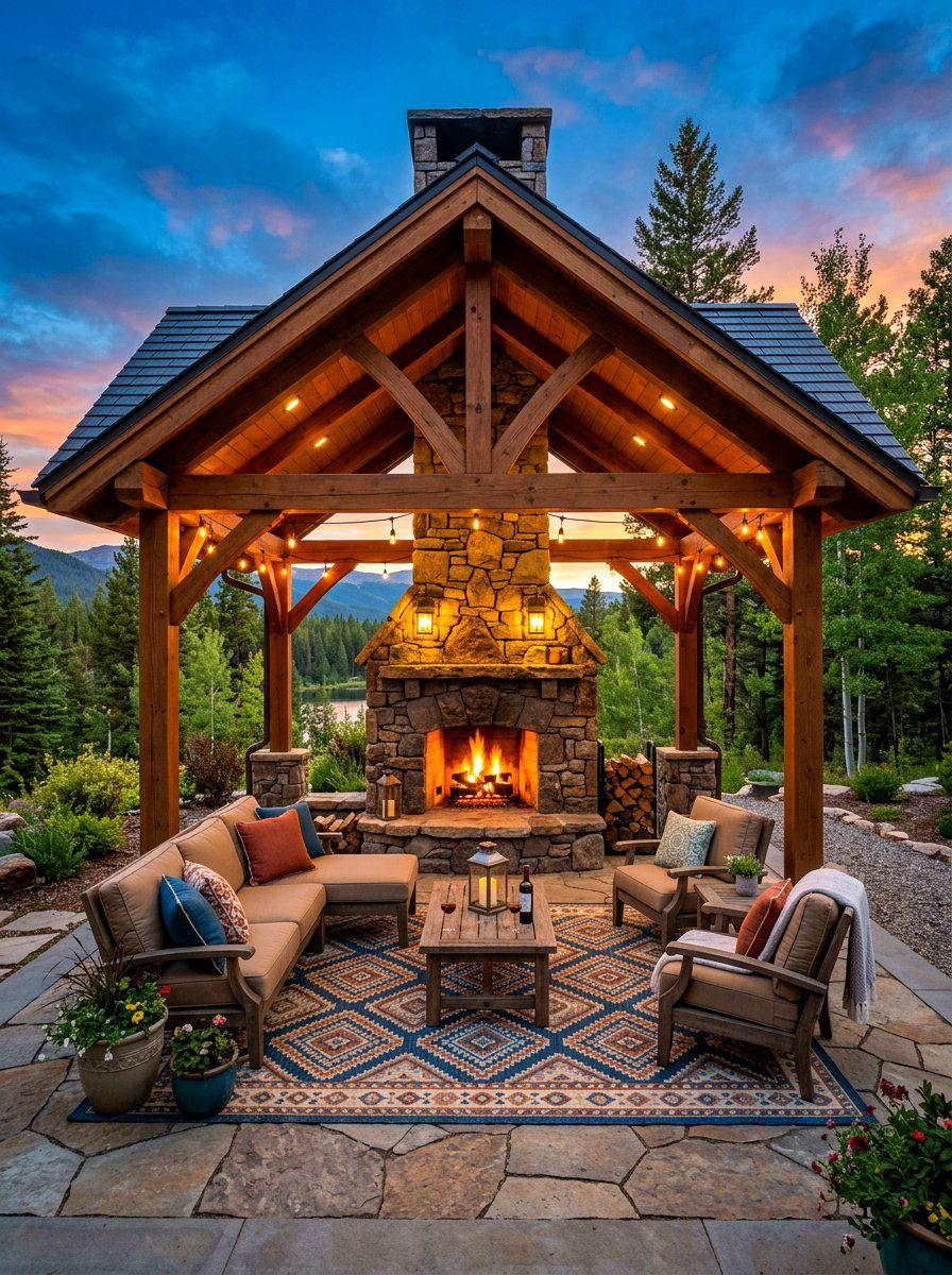 Covered Fire Pit Area - 30 backyard retreat fire pit ideas