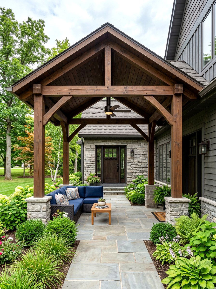 Covered Front Entrance - 30 front patio ideas