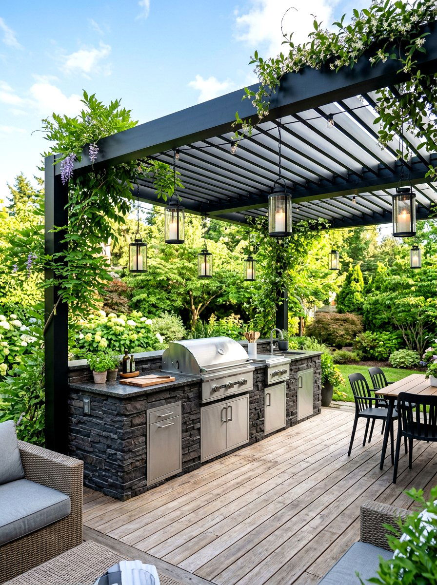 Covered Grill Island Pergola - 30 grill island ideas