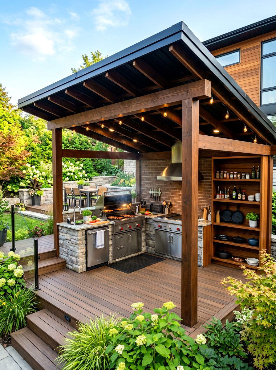 Covered Grilling Station - 30 outdoor prep station ideas